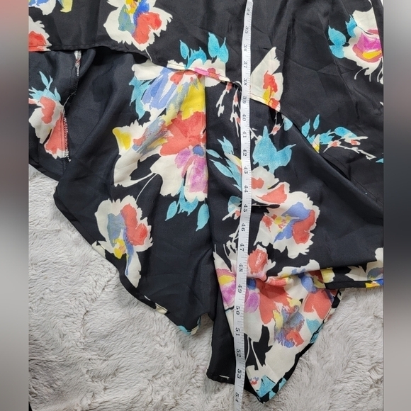 Xhilaration Black Floral Print HighLow Hem Racer Back Sleeveless Dress Sz S - Picture 5 of 8